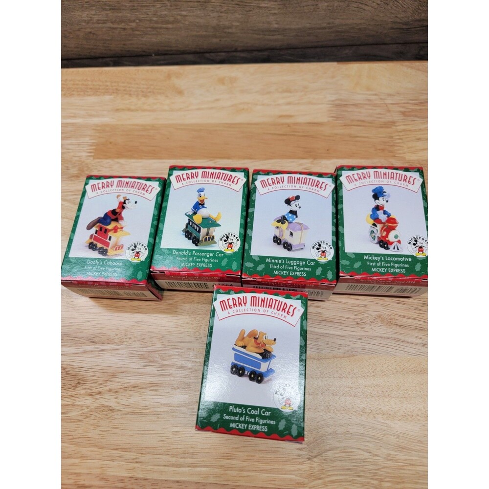 Vintage 5 Hallmark Merry Miniatures Mickey Express Train Complete 5 pc Set